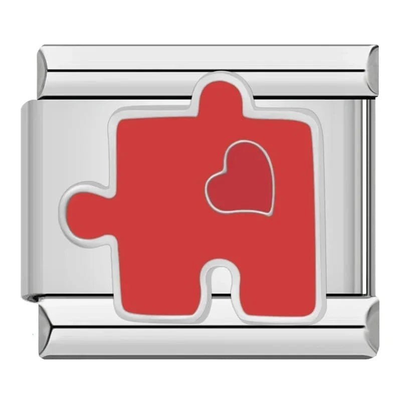 Puzzle Heart - Cacilia Sauer - Italian Charm Bracelet - custom jewelry - vintage jewelry - charms and pendants