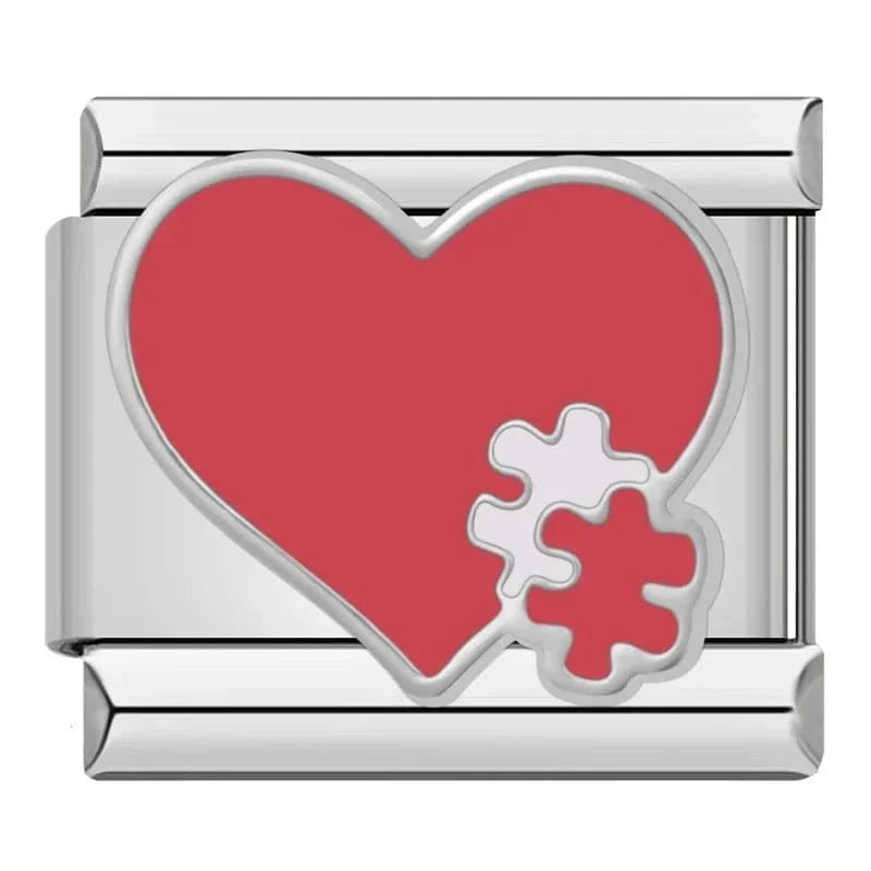 Puzzle Heart - Cacilia Sauer - Italian Charm Bracelet - custom jewelry - vintage jewelry - charms and pendants