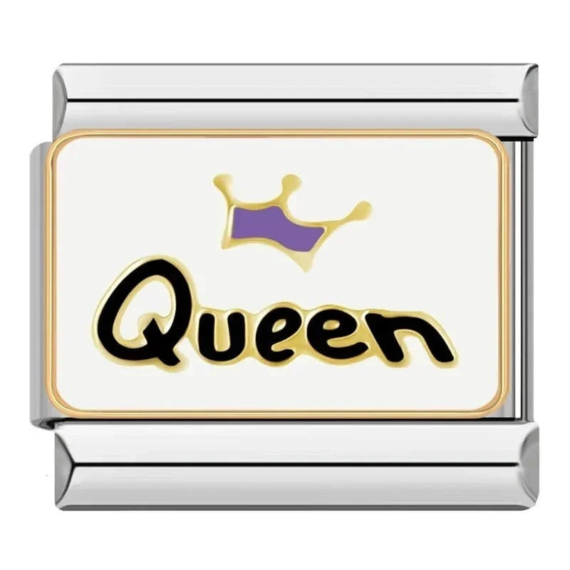 Queen Italian charm link, 9mm stainless steel module