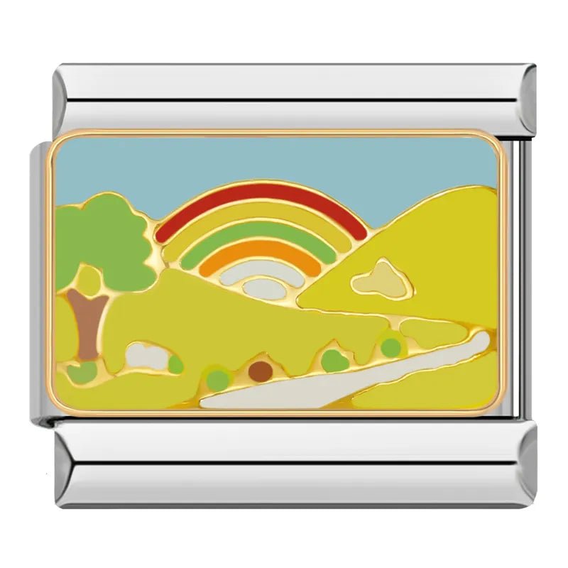 Rainbow - Cacilia Sauer - Italian Charm Bracelet - custom jewelry - vintage jewelry - charms and pendants