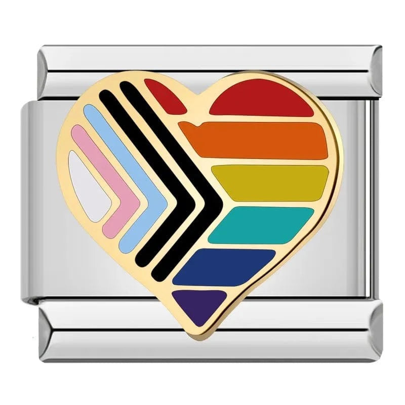 Rainbow Heart Pride Flag - Cacilia Sauer - Italian Charm Bracelet - custom jewelry - vintage jewelry - charms and pendants