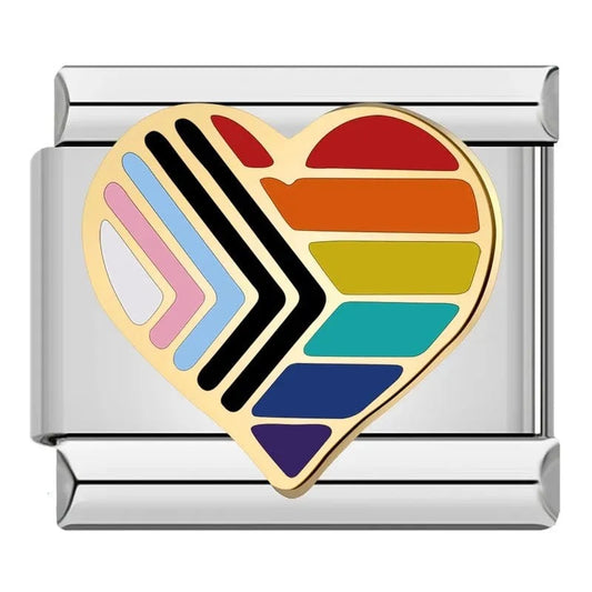 Rainbow Heart Pride Flag - Cacilia Sauer - Italian Charm Bracelet - custom jewelry - vintage jewelry - charms and pendants
