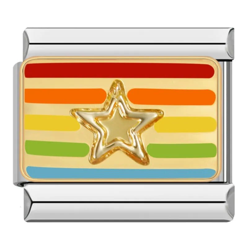 Rainbow Star Flag - Cacilia Sauer - Italian Charm Bracelet - custom jewelry - vintage jewelry - charms and pendants