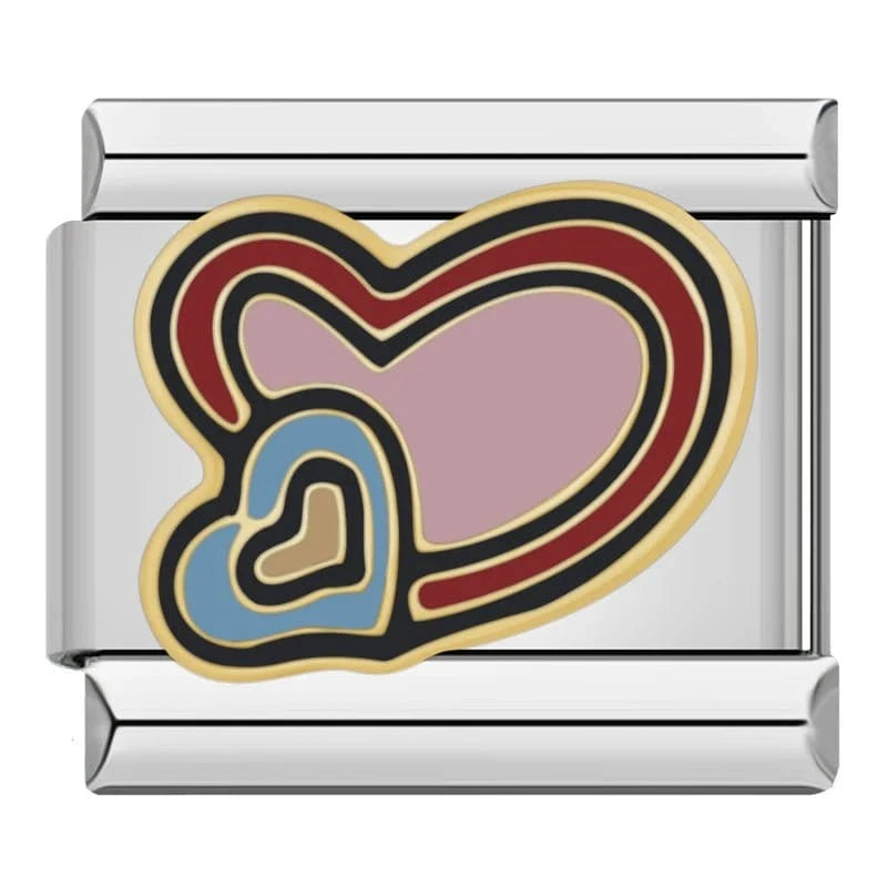 Red and Blue Hearts - Cacilia Sauer - Italian Charm Bracelet - custom jewelry - vintage jewelry - charms and pendants