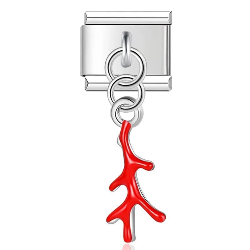 Red Coral Stick Pendant - Cacilia Sauer - Italian Charm Bracelet - custom jewelry - vintage jewelry - charms and pendants