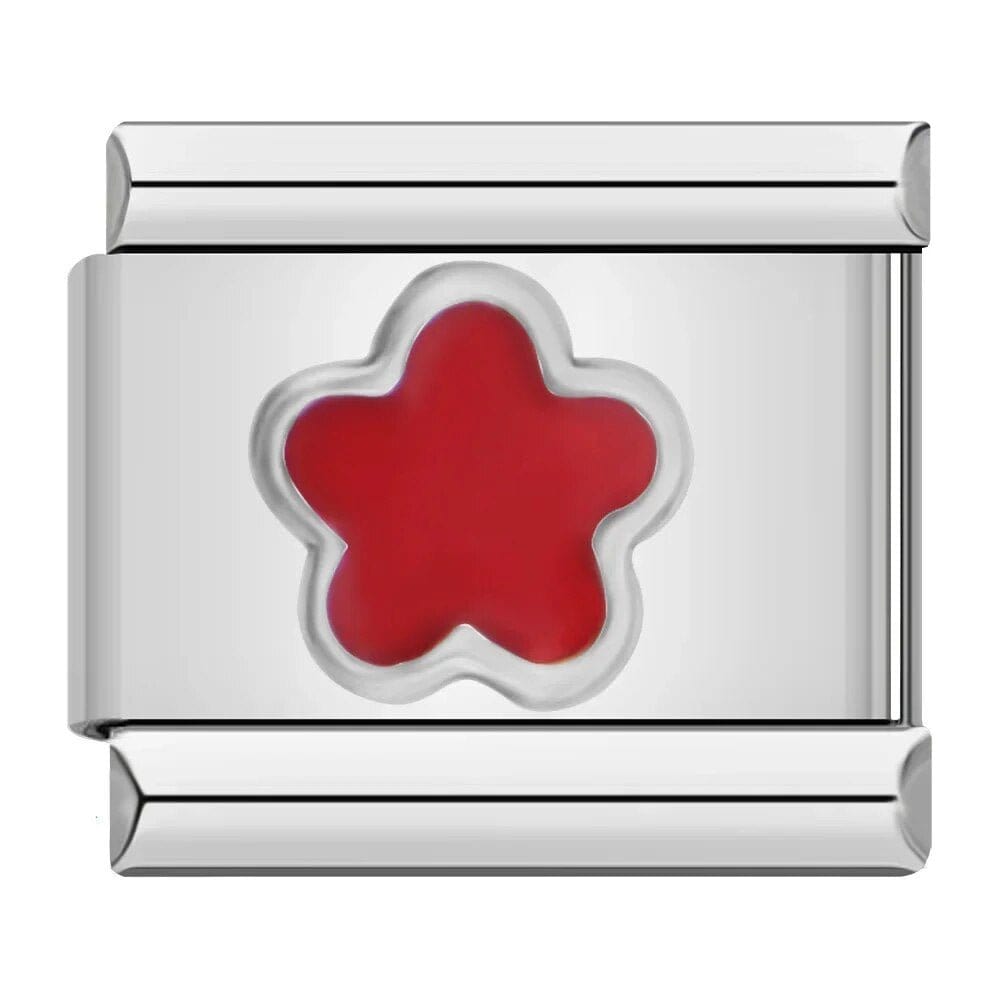 Red flower - Cacilia Sauer - Italian Charm Bracelet - custom jewelry - vintage jewelry - charms and pendants