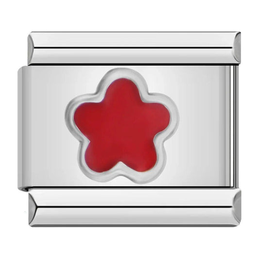 Red flower - Cacilia Sauer - Italian Charm Bracelet - custom jewelry - vintage jewelry - charms and pendants