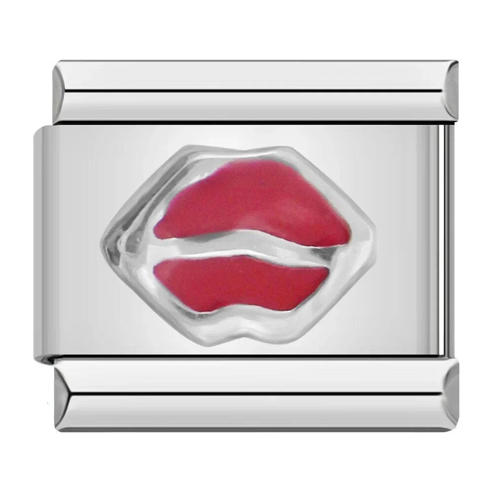 Red Lip - Cacilia Sauer - Italian Charm Bracelet - custom jewelry - vintage jewelry - charms and pendants