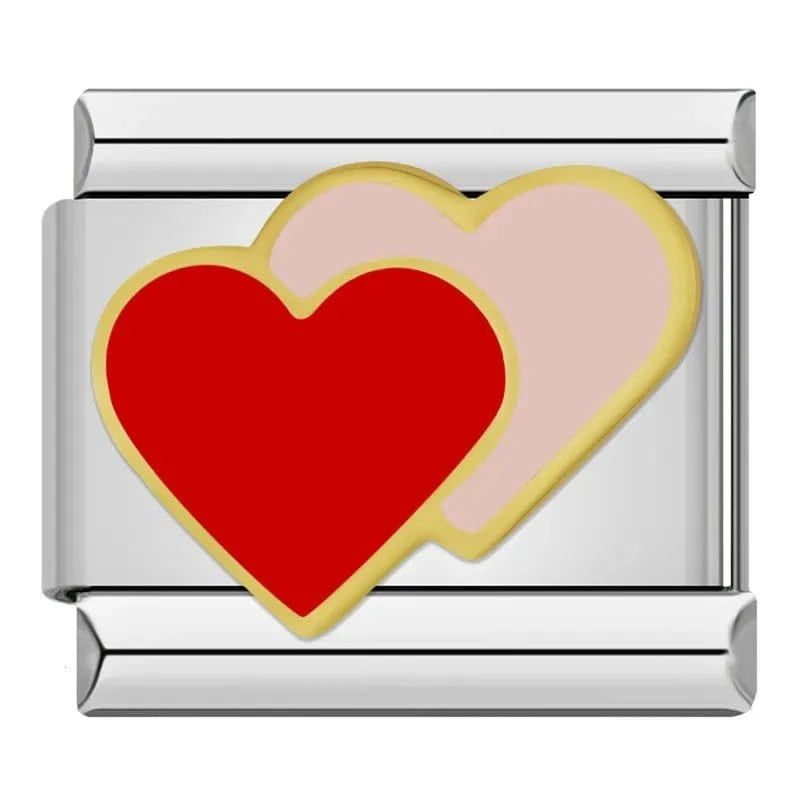 Red & Pink Heart - Cacilia Sauer - Italian Charm Bracelet - custom jewelry - vintage jewelry - charms and pendants