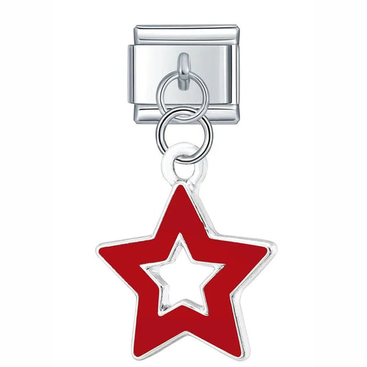 Red Star - Cacilia Sauer - Italian Charm Bracelet - custom jewelry - vintage jewelry - charms and pendants