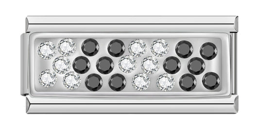 Rhinestone Black - White - Cacilia Sauer - Italian Charm Bracelet - custom jewelry - vintage jewelry - charms and pendants