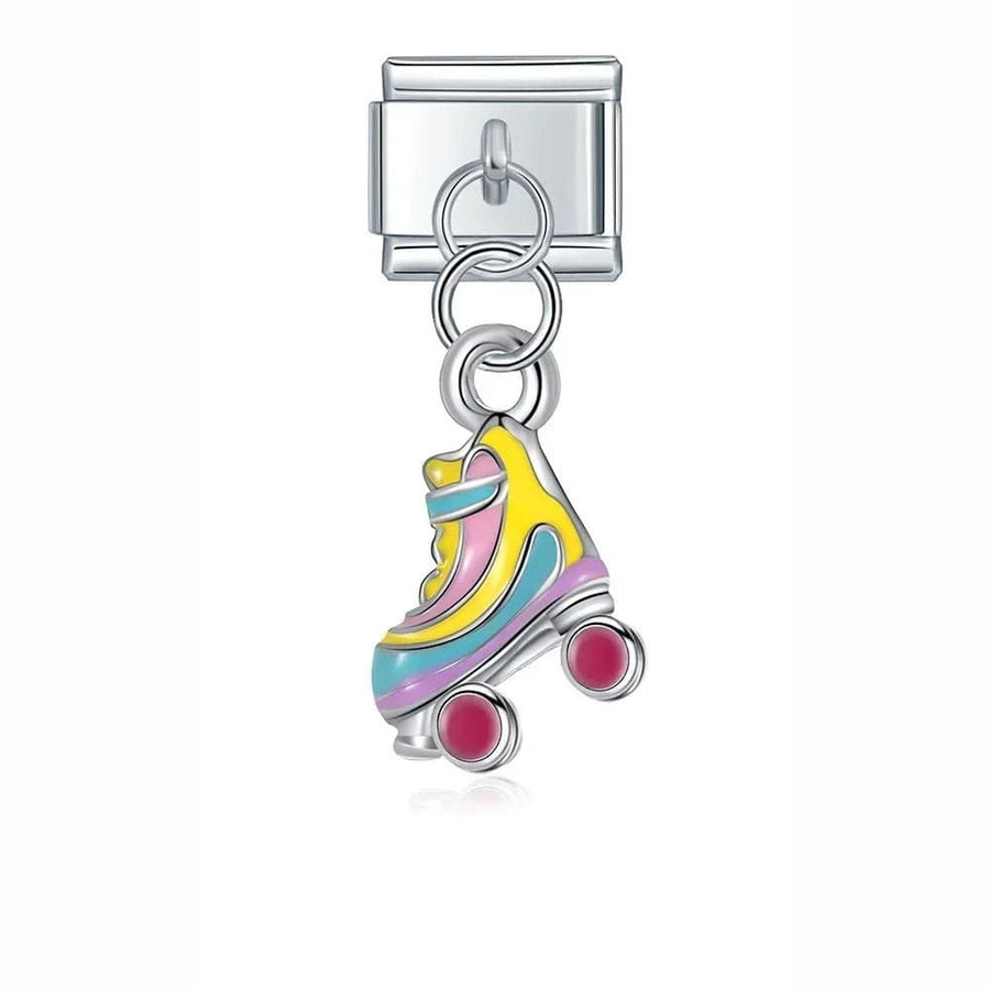 Roller Skate Italian charm link, 9mm stainless steel module