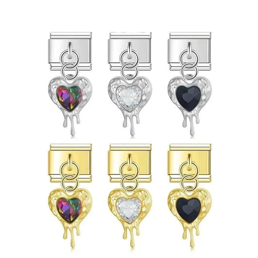 Romantic Heart Shiny CZ - Cacilia Sauer - Italian Charm Bracelet - custom jewelry - vintage jewelry - charms and pendants