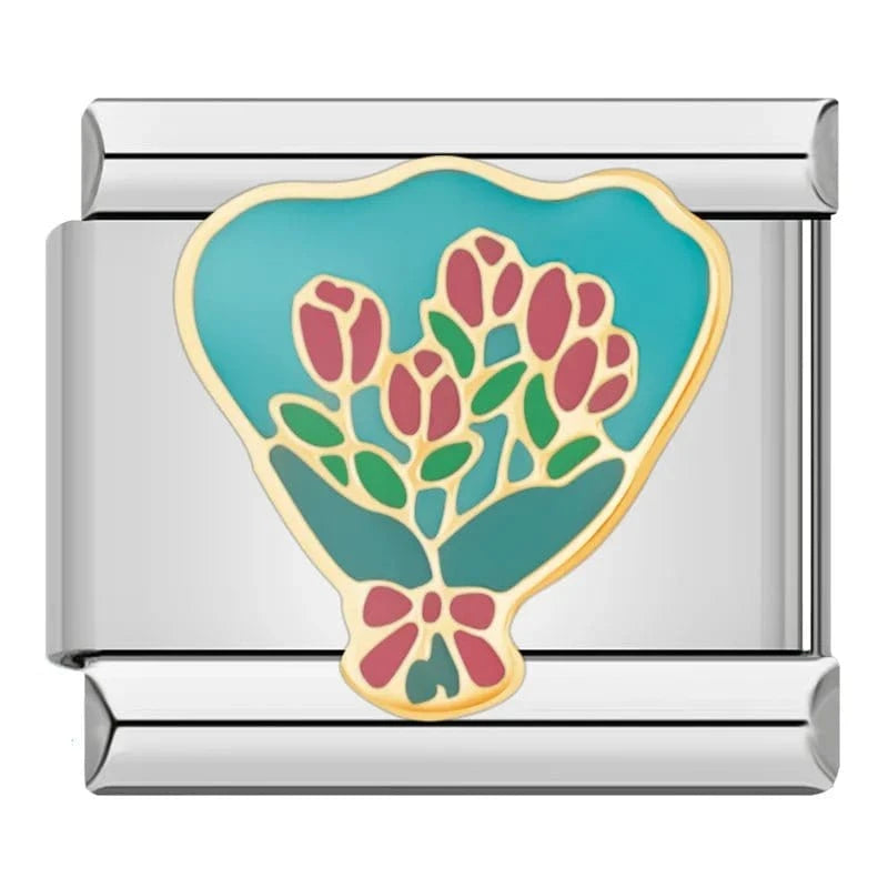 Rose Bouquet - Cacilia Sauer - Italian Charm Bracelet - custom jewelry - vintage jewelry - charms and pendants