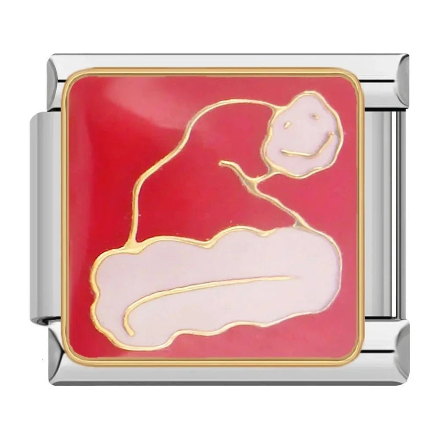 Santa Hat Italian charm link, 9mm stainless steel module