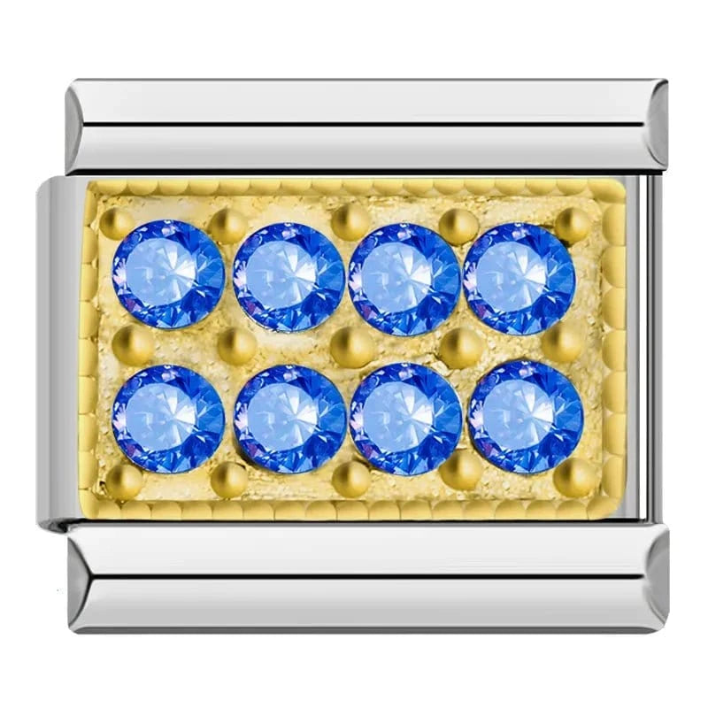 Blue Crystal Pave Italian charm link — 9mm stainless steel module