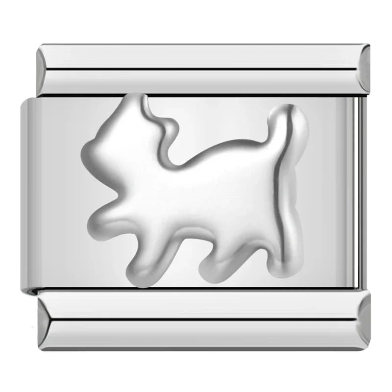 Silver Cat - Cacilia Sauer - Italian Charm Bracelet - custom jewelry - vintage jewelry - charms and pendants