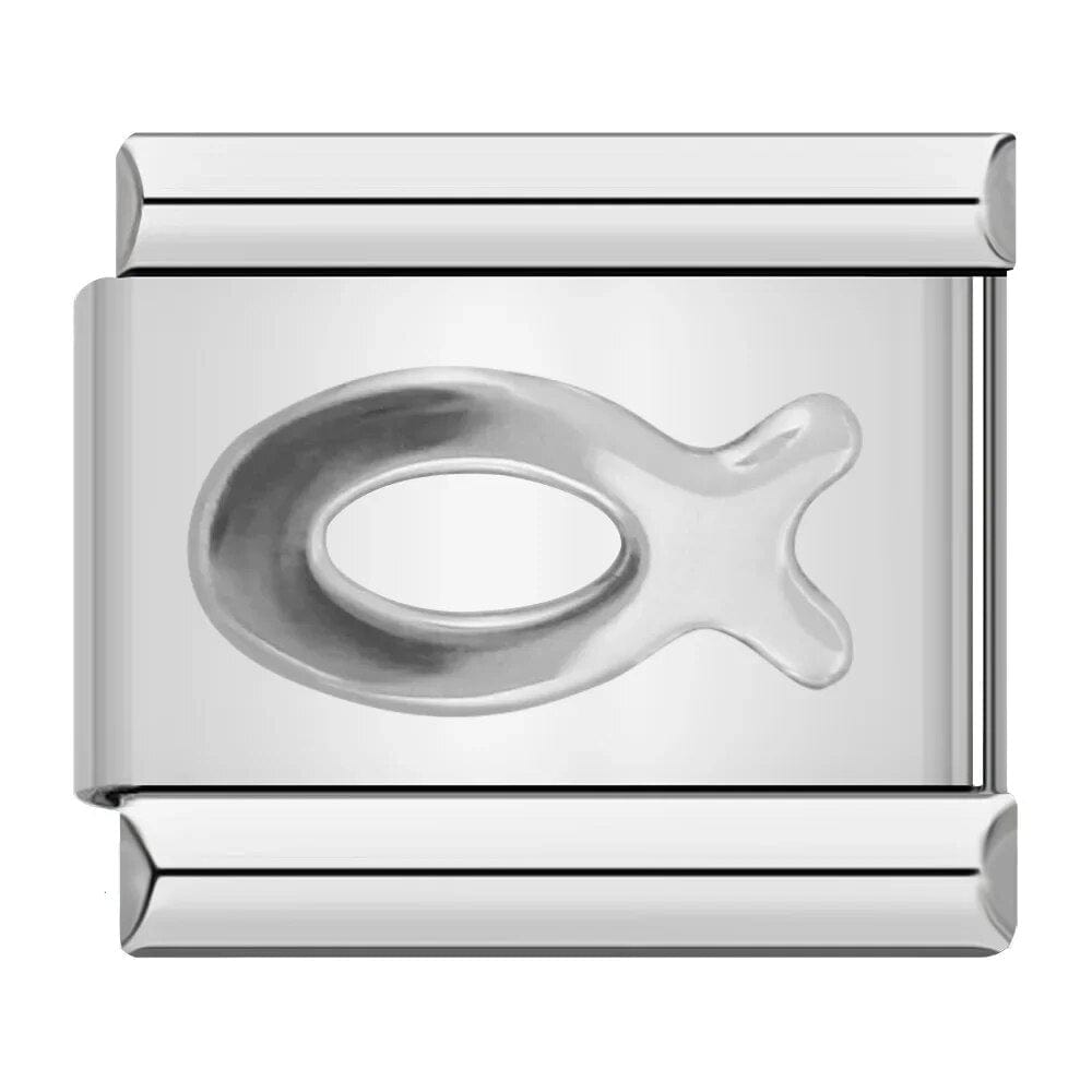 Silver Fish Symbol - Cacilia Sauer - Italian Charm Bracelet - custom jewelry - vintage jewelry - charms and pendants