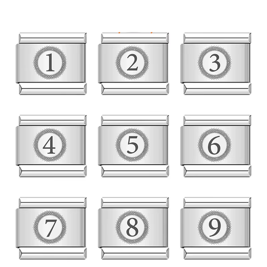 Silver Luxe Numbers - Cacilia Sauer - Italian Charm Bracelet - custom jewelry - vintage jewelry - charms and pendants