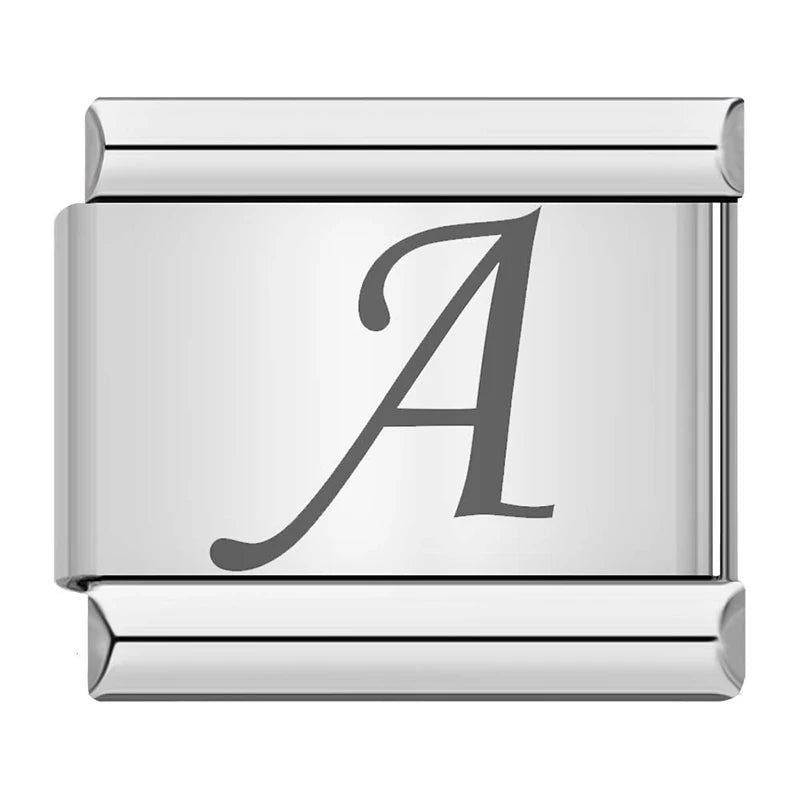 Silver Script Letters - Cacilia Sauer - Italian Charm Bracelet - custom jewelry - vintage jewelry - charms and pendants