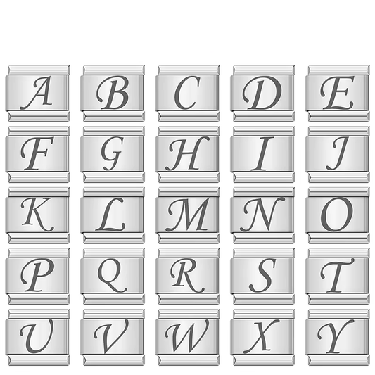 Silver Script Letters - Cacilia Sauer - Italian Charm Bracelet - custom jewelry - vintage jewelry - charms and pendants