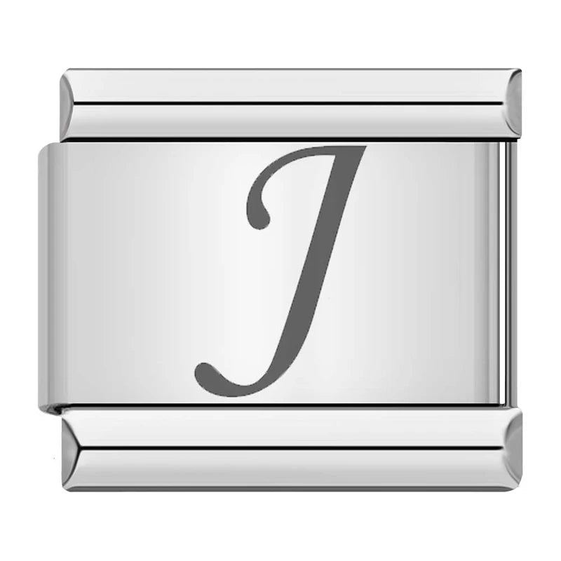 Silver Script Letters - Cacilia Sauer - Italian Charm Bracelet - custom jewelry - vintage jewelry - charms and pendants