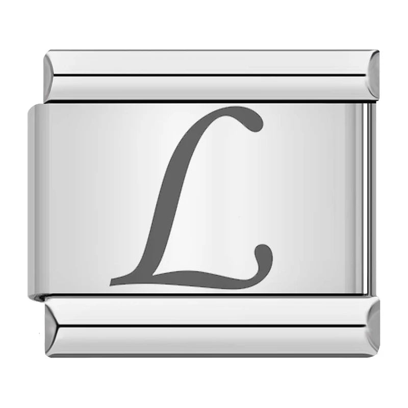 Silver Script Letters - Cacilia Sauer - Italian Charm Bracelet - custom jewelry - vintage jewelry - charms and pendants