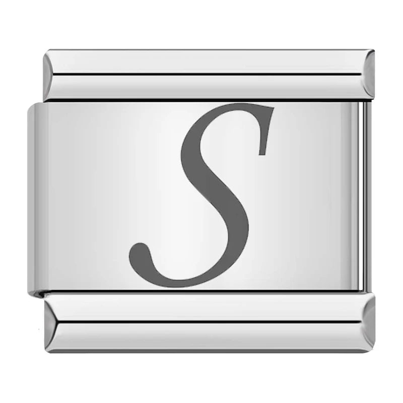 Silver Script Letters - Cacilia Sauer - Italian Charm Bracelet - custom jewelry - vintage jewelry - charms and pendants