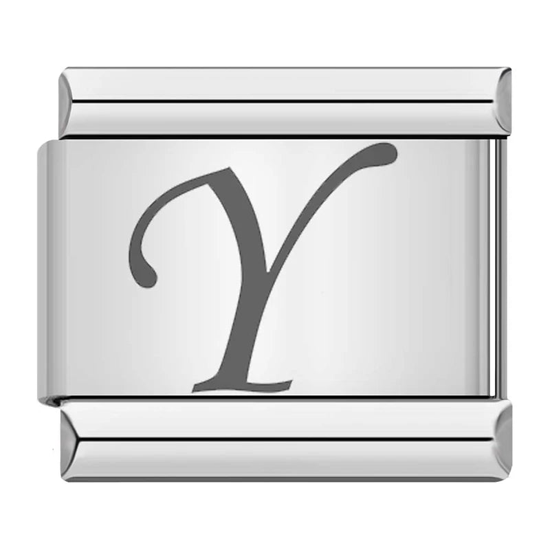 Silver Script Letters - Cacilia Sauer - Italian Charm Bracelet - custom jewelry - vintage jewelry - charms and pendants