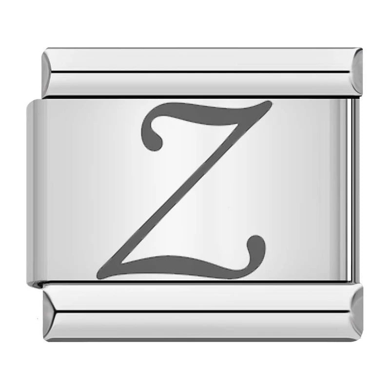 Silver Script Letters - Cacilia Sauer - Italian Charm Bracelet - custom jewelry - vintage jewelry - charms and pendants