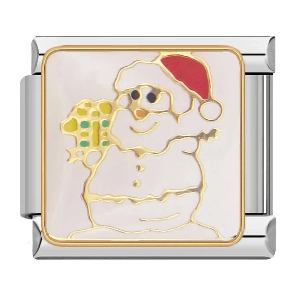 Snowman - Cacilia Sauer - Italian Charm Bracelet - custom jewelry - vintage jewelry - charms and pendants