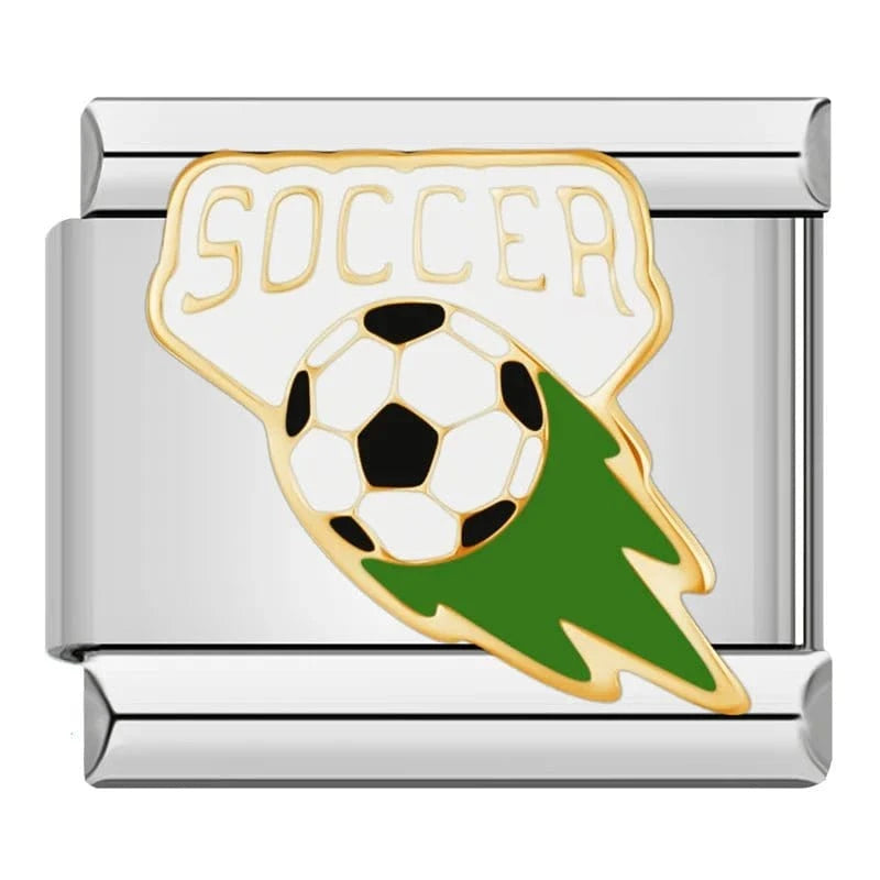 Soccer - Cacilia Sauer - Italian Charm Bracelet - custom jewelry - vintage jewelry - charms and pendants