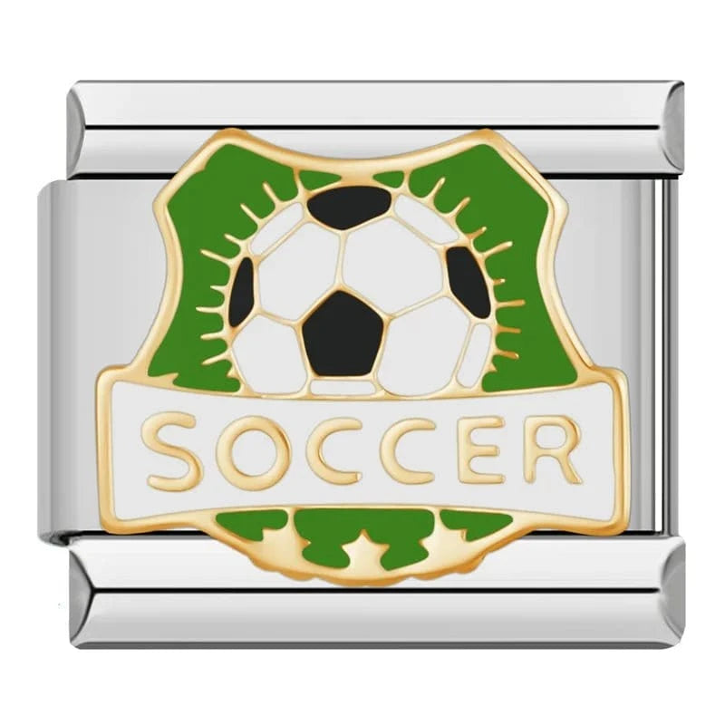 Soccer - Cacilia Sauer - Italian Charm Bracelet - custom jewelry - vintage jewelry - charms and pendants