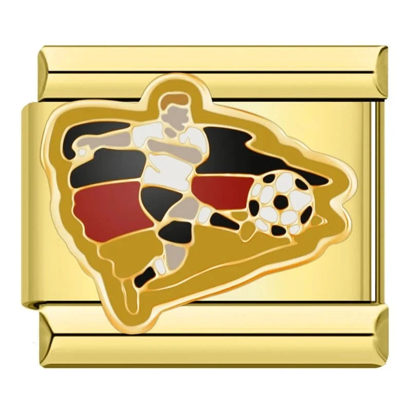 Soccer Player Italian charm link — 9mm stainless steel module