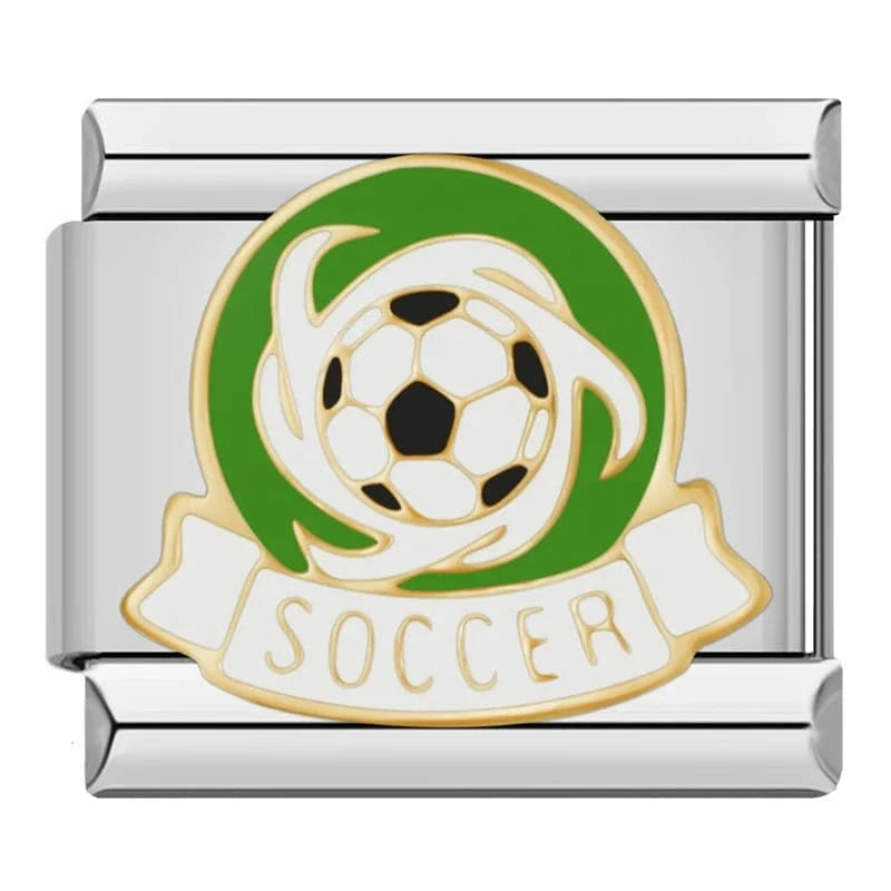 Soccer - Cacilia Sauer - Italian Charm Bracelet - custom jewelry - vintage jewelry - charms and pendants