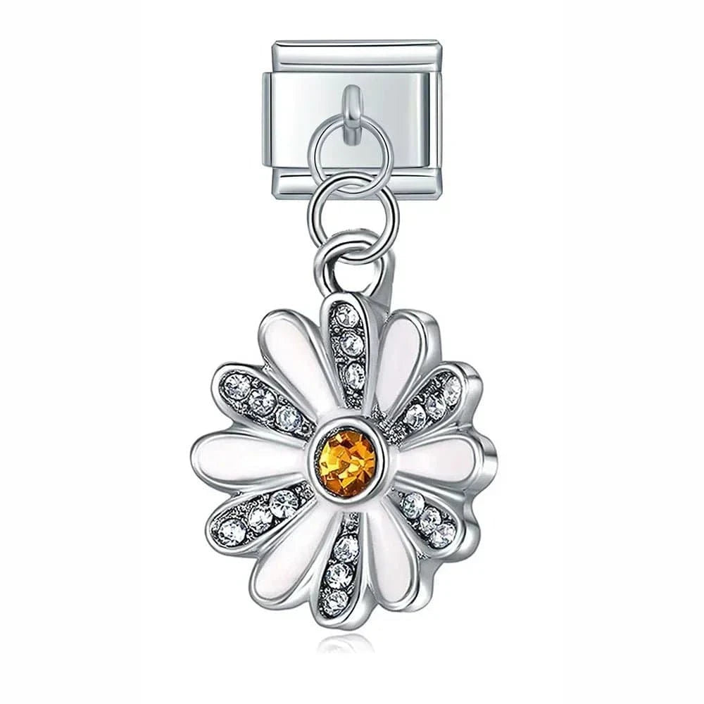 Sparkling Daisy - Cacilia Sauer - Italian Charm Bracelet - custom jewelry - vintage jewelry - charms and pendants