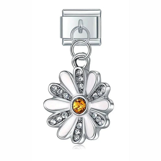 Sparkling Daisy - Cacilia Sauer - Italian Charm Bracelet - custom jewelry - vintage jewelry - charms and pendants