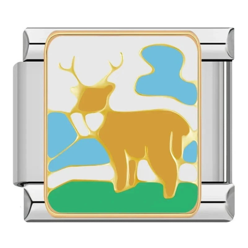 Stag - Cacilia Sauer - Italian Charm Bracelet - custom jewelry - vintage jewelry - charms and pendants