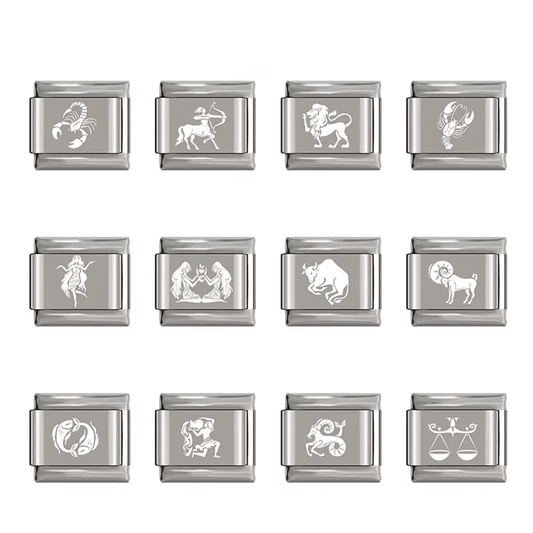 Starlit Symbols Zodiac Set - Cacilia Sauer - Italian Charm Bracelet - custom jewelry - vintage jewelry - charms and pendants