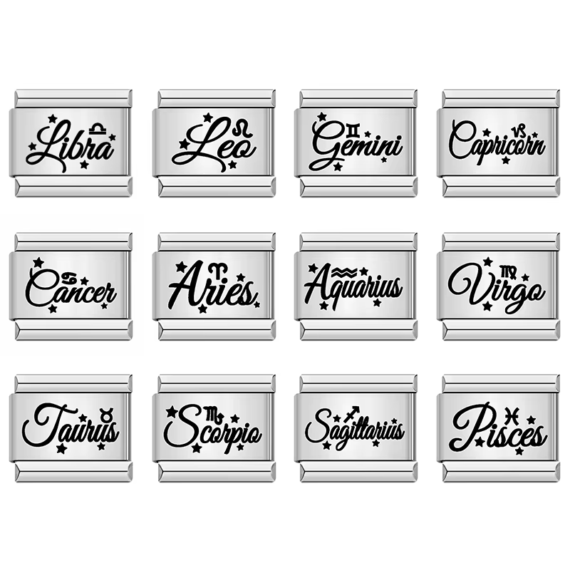 Stellar Script Zodiac Charms - Cacilia Sauer - Italian Charm Bracelet - custom jewelry - vintage jewelry - charms and pendants