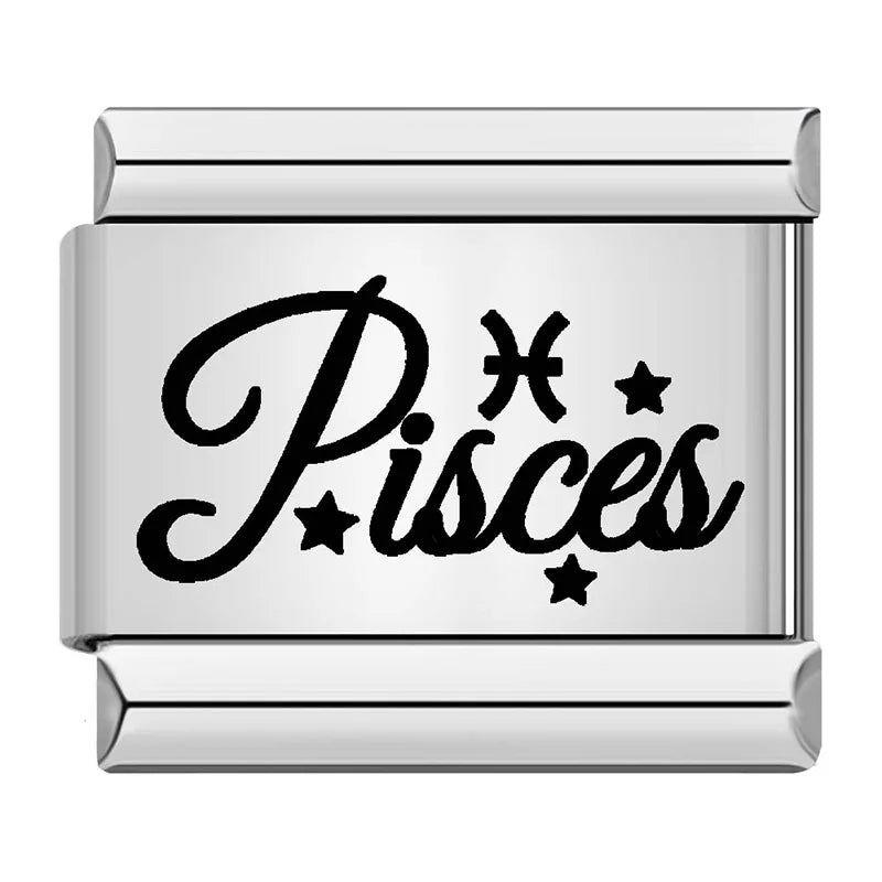 Stellar Script Zodiac Charms - Cacilia Sauer - Italian Charm Bracelet - custom jewelry - vintage jewelry - charms and pendants