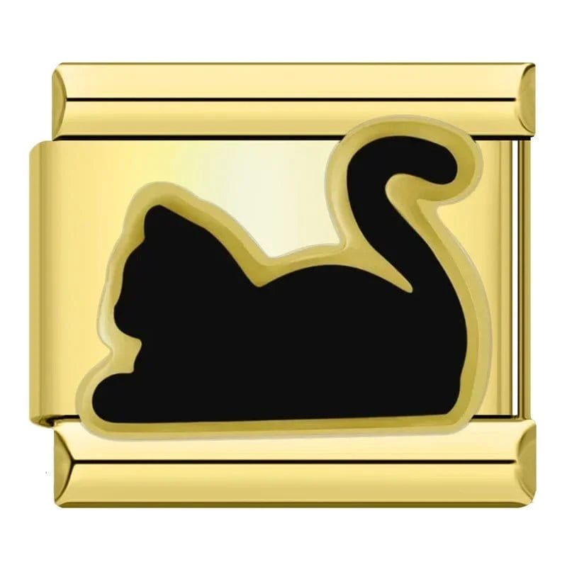 Stretching Cat - Cacilia Sauer - Italian Charm Bracelet - custom jewelry - vintage jewelry - charms and pendants