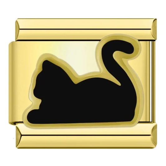 Stretching Cat - Cacilia Sauer - Italian Charm Bracelet - custom jewelry - vintage jewelry - charms and pendants