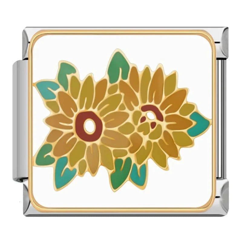 Sunflower Bouquet - Cacilia Sauer - Italian Charm Bracelet - custom jewelry - vintage jewelry - charms and pendants