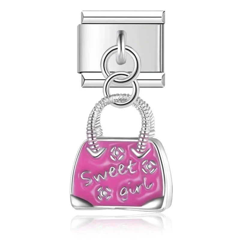 Sweet Girl's Purse Italian charm link, 9mm stainless steel module