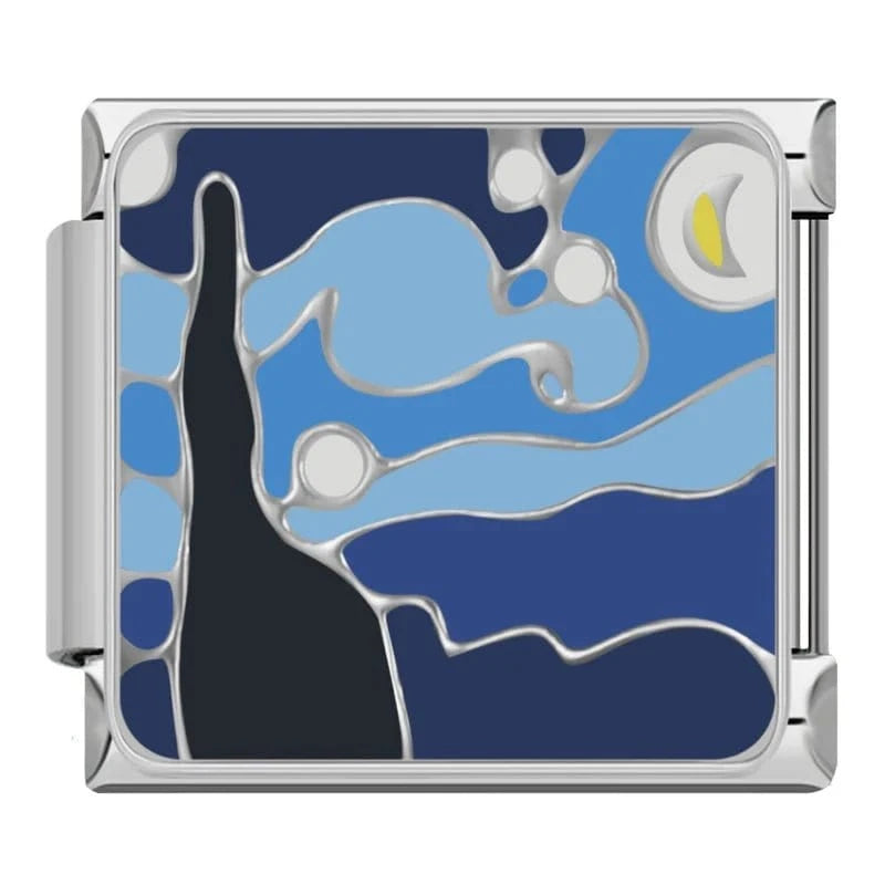 The Starry Night - Van Gogh - Cacilia Sauer - Italian Charm Bracelet - custom jewelry - vintage jewelry - charms and pendants
