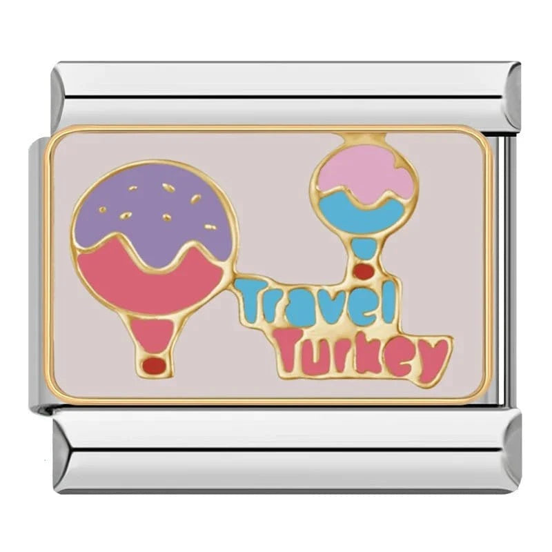 Travel Turkey - Cacilia Sauer - Italian Charm Bracelet - custom jewelry - vintage jewelry - charms and pendants