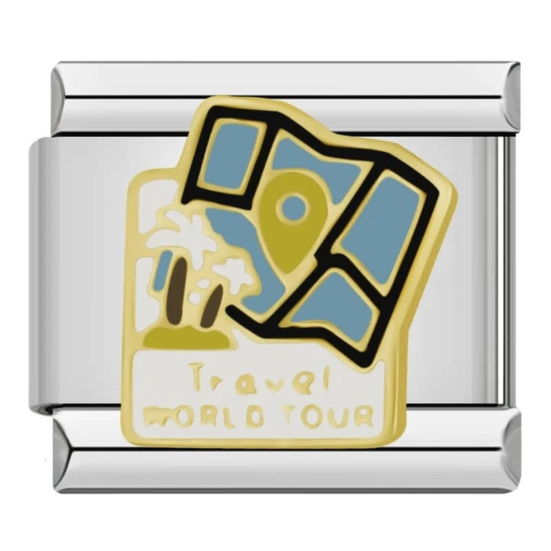 Travel World Tour - Cacilia Sauer - Italian Charm Bracelet - custom jewelry - vintage jewelry - charms and pendants