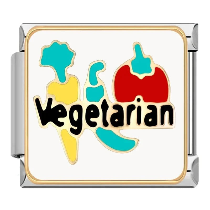 Vegetarian Italian charm link, 9mm stainless steel module