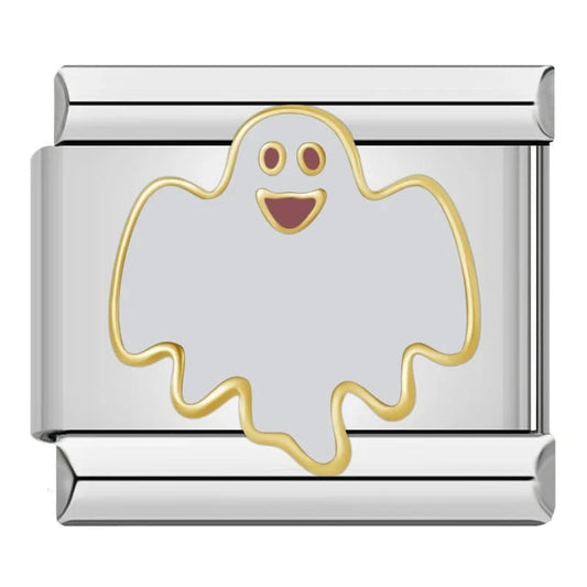 White Halloween Ghost - Cacilia Sauer - Italian Charm Bracelet - custom jewelry - vintage jewelry - charms and pendants